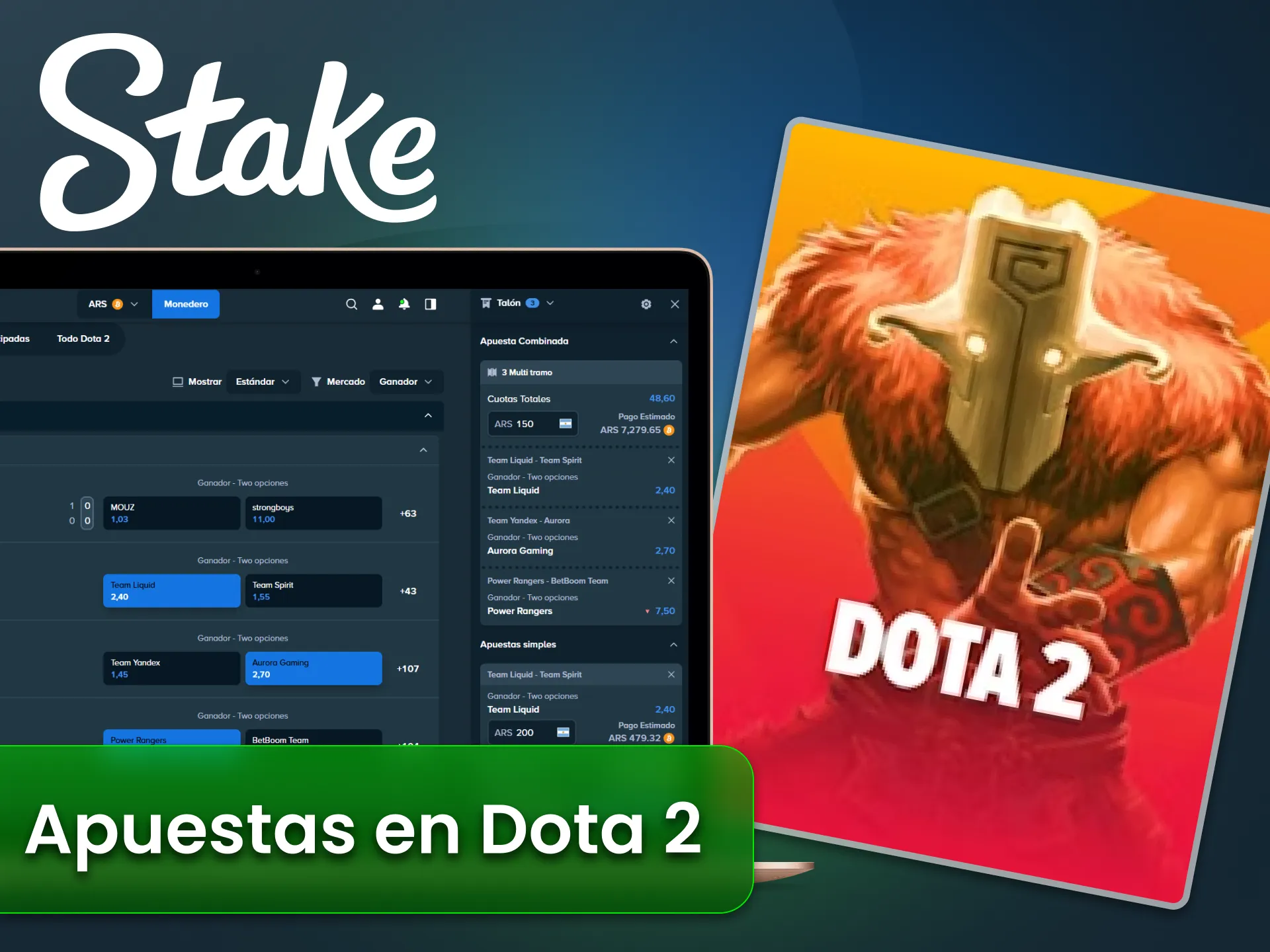 Apuesta en torneos de Dota 2 mediante sitio oficial Stake.