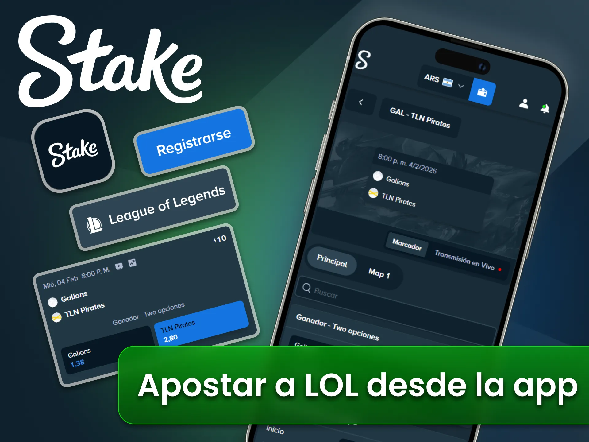 Apuesta en League of Legends desde la aplicación oficial Stake.