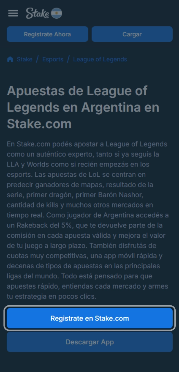 Accede al sitio oficial Stake para iniciar tu registro seguro.