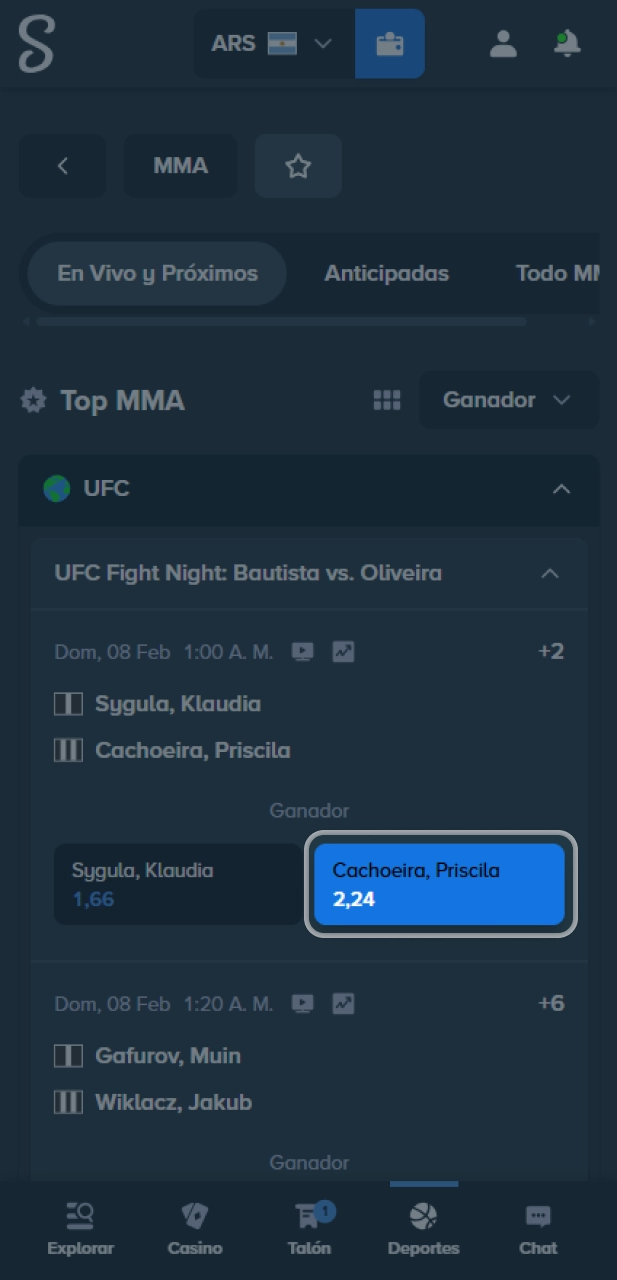 Elige cuotas de combate en el sitio oficial Stake Argentina.