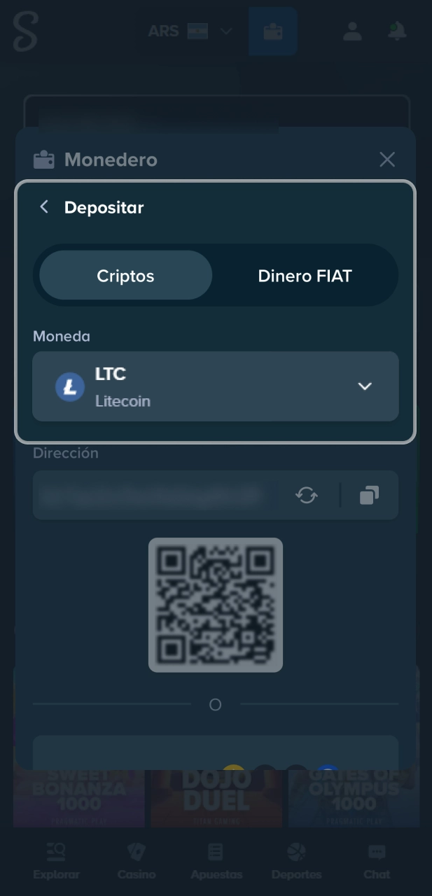 Carga saldo en tu cuenta desde el sitio oficial Stake.