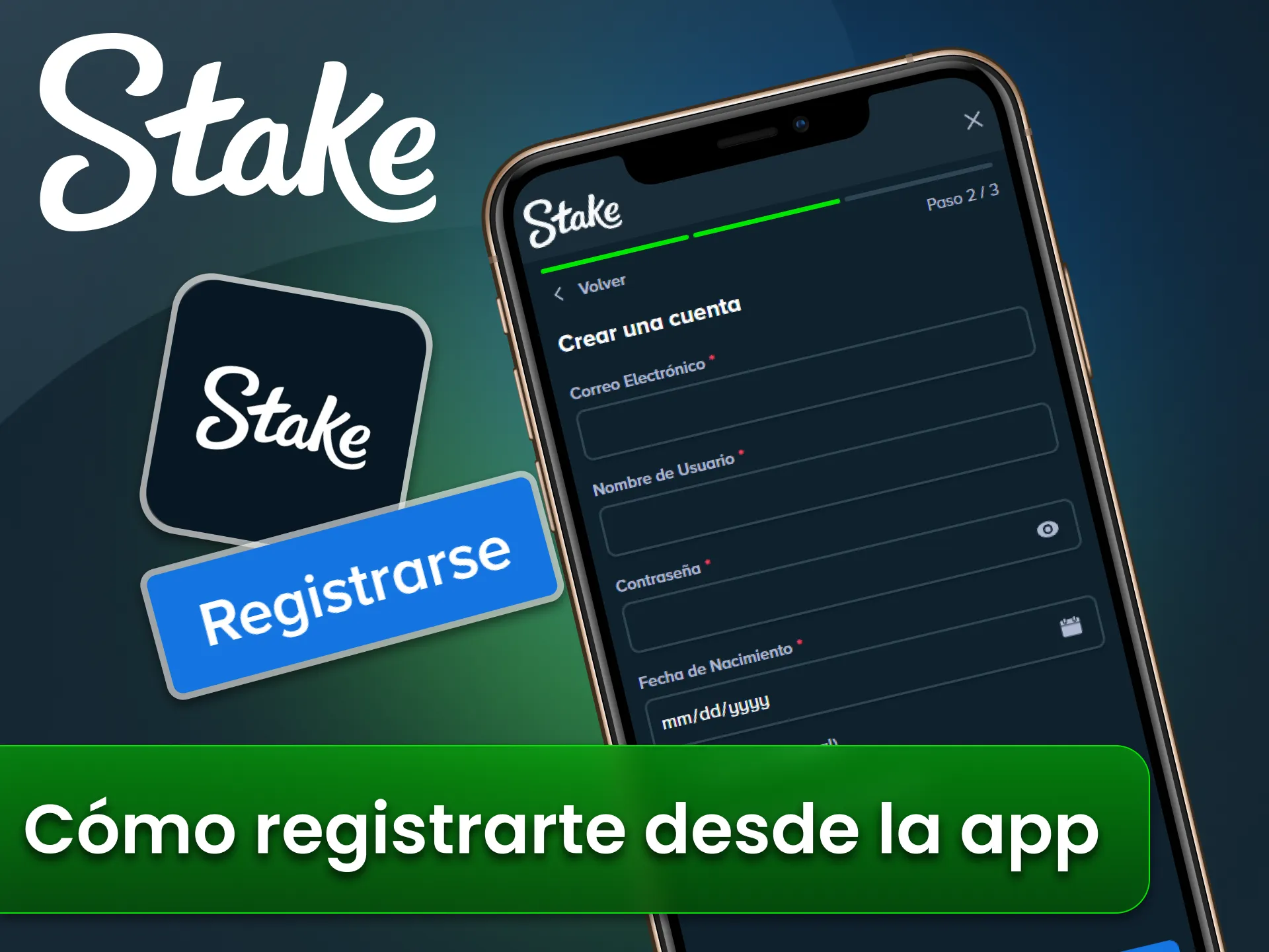 Regístrate desde la aplicación móvil en el sitio oficial Stake.