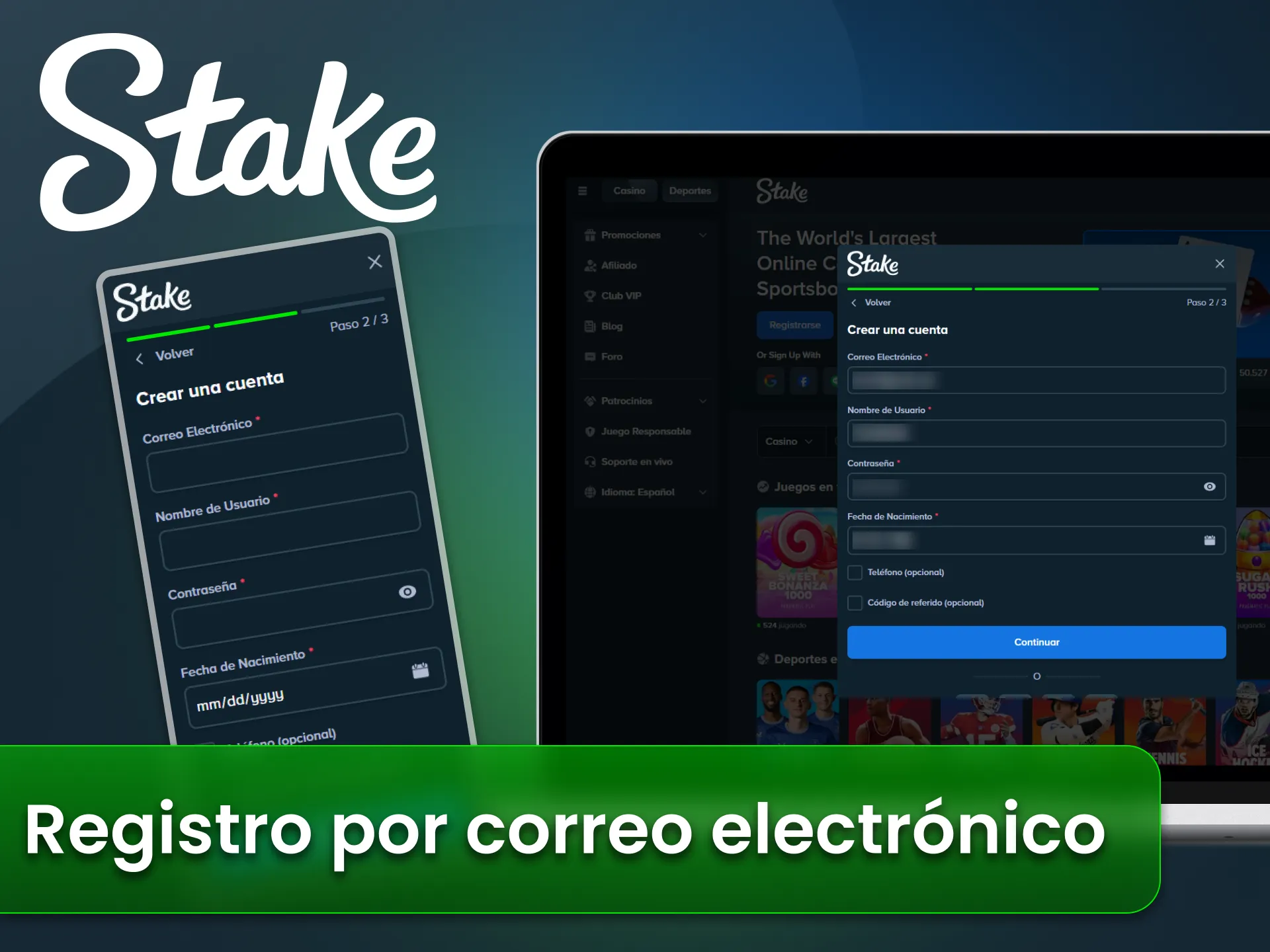 Regístrate con correo electrónico en el sitio oficial Stake Argentina.
