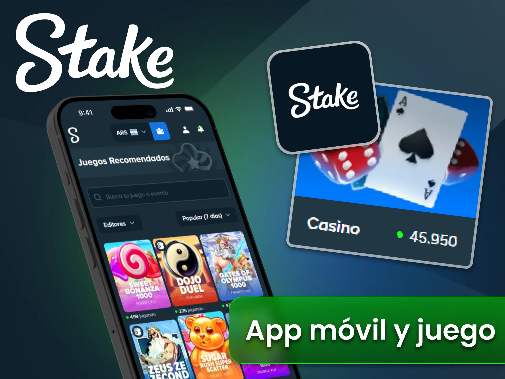 Juega tragamonedas desde la aplicación móvil oficial de Stake Argentina.