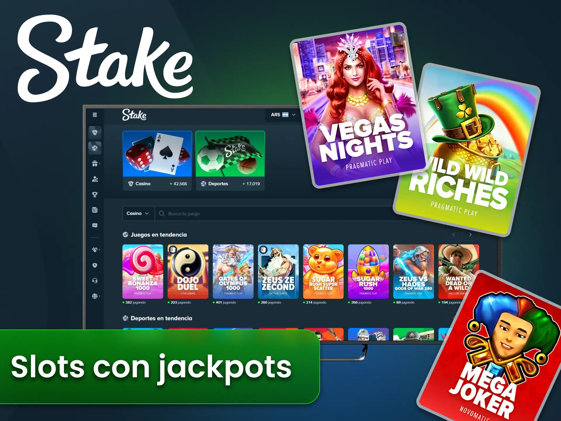 Gana premios de jackpot en el sitio oficial de Stake Argentina.
